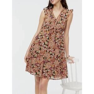 J Crew Babydoll Dress Size 6 Pink Floral Flutter Sleeve Cottage Core Romantic